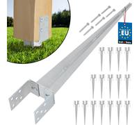 KOTARBAU® 16 uds. Soporte Poste Madera - 0-120 mm - Acero Galvanizado - 70 cm - Plata - Soporte para Poste Regulable - Anclaje para Enterrar - Pie de Pilar