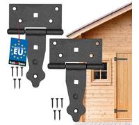 KOTARBAU® 2 Bisagras de puerta en T 100 mm, Acero inoxidable, Negro, Herraje para puertas de jardín de madera, cobertizo, granero, Puertas abatibles, Recubrimiento en polvo, 2 UNIDADES