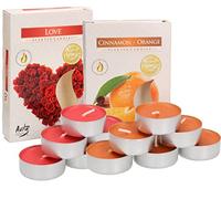 KOTARBAU® 2 paquetes de 6 x Velas de té, Velas aromáticas, Velas con aroma a Naranja canela + Amor, 4 horas de combustión, Velas de té pequeñas, Velas de te, 12 unidades