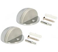 KOTARBAU® 2 Topes de puerta para suelo para atornillar, Con amortiguador de goma, Cromo - plateado, Tope redondo, semicircular, Diseño discreto y moderno, Protección de paredes, 2 UNIDADES