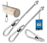 KOTARBAU® 2 uds Gancho Columpio - Acero Galvanizado - M10 x 195 cm - Plata - Ganchos para Columpio con Mosquetón - Rosca para Madera