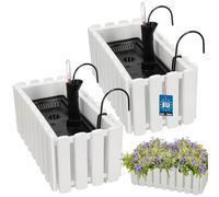 KOTARBAU® 2 uds Maceta - Jardinera Exterior - Macetero Autorriego - Macetas Plástico - 38x18x16cm - Blanco - Maceta Colgante - Jardinera Balcon - Macetas para Colgar