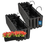 KOTARBAU® 2 uds Maceta - Jardinera Exterior - Macetero Autorriego - Macetas Plástico - 58 x 18 x 16 cm - Gris - Maceta Colgante - Jardinera Balcon - Macetas para Colgar
