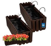 KOTARBAU® 2 uds Maceta - Jardinera Exterior - Macetero Autorriego - Macetas Plástico - 58 x 18 x 16 cm - Marrón - Maceta Colgante - Jardinera Balcon - Macetas para Colgar
