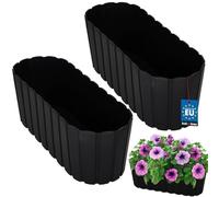 KOTARBAU® 2 uds. Maceta - Jardineras Exterior - Macetero - Plástico - 40 x 13 x 13 cm - Antracita - Maceta Rectangular - Jardinera Balcón - Macetero Grande - Decoración Rústica