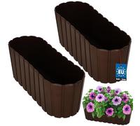 KOTARBAU® 2 uds. Maceta - Jardineras Exterior - Macetero - Plástico - 40 x 13 x 13 cm - Marrón - Maceta Rectangular - Jardinera Balcón - Macetero Grande - Decoración Rústica