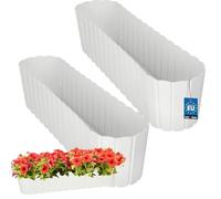 KOTARBAU® 2 uds. Maceta - Jardineras Exterior - Macetero - Plástico - 60 x 14 x 13 cm - Blanco - Maceta Rectangular - Jardinera Balcón - Macetero Grande - Decoración Rústica