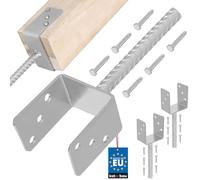 KOTARBAU® 2 uds Soporte para Poste - Pie de Pilar - Acero Galvanizado - 101 mm - Plata - Anclaje Madera - Base para Poste - de Madera - Resistente a la Corrosión - Fácil Montaje