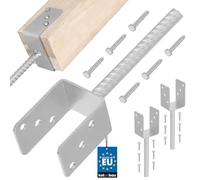 KOTARBAU® 2 uds Soporte para Poste - Pie de Pilar - Acero Galvanizado - 71 mm - Plata - Anclaje Madera - Base para Poste - de Madera - Resistente a la Corrosión - Fácil Montaje