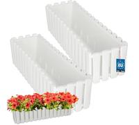 KOTARBAU® 2 Unidades Maceta - Jardineras Exterior - Plástico - 58 x 18 x 16 cm - Blanco - Jardinera Rectangular - Macetero - Maceta Exterior - Jardinera Balcón