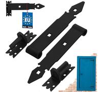 KOTARBAU® 2 x Bisagras para puertas, ventanas 250 mm, Gozne para atornillar + Quicio, Herraje para contraventanas, persianas, Acero inoxidable, Banda de acero, Negro, Bisagra de encaje, 2 UNIDADES