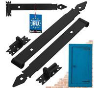 KOTARBAU® 2 x Bisagras para Puertas, Ventanas 400 mm, Gozne para atornillar + Quicio, Herraje para contraventanas, persianas, Acero Inoxidable, Banda de Acero, Negro, Bisagra de Encaje, 2 Unidades