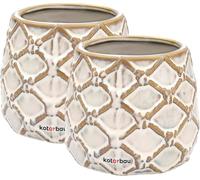 KOTARBAU® 2 x Maceta de cerámica esmaltada, Ø 9 cm, Tiesto Decorativo para Flores y Plantas, Macetero Redondo para Interiores, Minimalista, Blanco, Beige, Forma y diseño de una piña, Original, 2 UDS