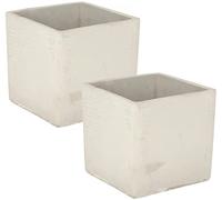 KOTARBAU® 2 x Macetas cuadradas de hormigón de 17 cm, Tiesto para plantas, Macetero de cemento para interiores, Diseño Minimalista, industrial, Maceta de piedra, Estilo moderno, Maceteros para plantas