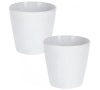 KOTARBAU® 2 x Macetero de Ceramica esmaltada, 13cm, Maceta para Interiores, Tiesto Decorativo para Plantas, Maceta Blanca, Diseño clásico, Maceta Lisa, Maceta para Flores, Maceta conica, 2 macetas