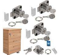 KOTARBAU® 3 x Cerraduras para Muebles, 40x40 mm, Cerradura de Armario con 2 Llaves, Cerradura de Leva, Cerradura de gabinete, buzón, taquillas, cajones, Cerradura de Seguridad con Cilindro, 3 uds