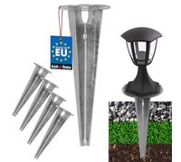KOTARBAU® 4 piezas de estaca de tierra con funda de impacto para iluminación de jardín ⌀ 115mm galvanizado en acero, punta de tierra, anclaje de suelo, anclaje de tierra, soporte de suelo empotrable