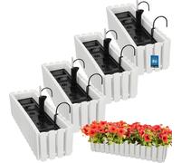 KOTARBAU® 4 uds Maceta - Jardinera Exterior - Macetero Autorriego - Macetas Plástico - 58 x 18 x 16 cm - Blanco - Maceta Colgante - Jardinera Balcon - Macetas para Colgar