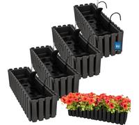 KOTARBAU® 4 uds Maceta - Jardinera Exterior - Macetero Autorriego - Macetas Plástico - 58 x 18 x 16 cm - Gris - Maceta Colgante - Jardinera Balcon - Macetas para Colgar