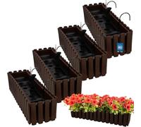 KOTARBAU® 4 uds Maceta - Jardinera Exterior - Macetero Autorriego - Macetas Plástico - 58 x 18 x 16 cm - Marrón - Maceta Colgante - Jardinera Balcon - Macetas para Colgar