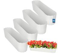 KOTARBAU® 4 uds. Maceta - Jardineras Exterior - Macetero - Plástico - 60 x 14 x 13 cm - Blanco - Maceta Rectangular - Jardinera Balcón - Macetero Grande - Decoración Rústica