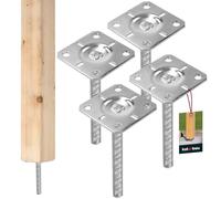 KOTARBAU® 4 uds Soporte para Poste - Acero Galvanizado - 100x100x200 mm - Plata - Pie de Pilar - Anclaje para Poste de Madera - Soportes para Pérgola - Resistente a la Corrosión - Fácil Instalación