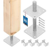 KOTARBAU® 4 uds. Soporte para Poste - Acero Galvanizado - 160 x 160 x 250 mm - M24 - Plata - Pie de Pilar - Regulable en Altura - Anclaje para Poste - Sujeción Galvanizada - Anclajes Madera
