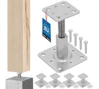 KOTARBAU® 4 uds. Soporte para Poste - Acero Galvanizado - 80 x 80 mm - Plateado - Pie de Pilar Regulable en Altura - 90-150 mm - Anclaje para Poste - Sujeción Galvanizada - Anclajes Madera