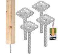 KOTARBAU® 4 uds Soporte para Poste - Acero Galvanizado - 80 x 80 x 200 mm - Plata - Pie de Pilar - Anclaje para Poste de Madera - Soportes para Pérgola - Resistente a la Corrosión - Fácil Instalación