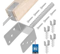 KOTARBAU® 4 uds Soporte para Poste - Pie de Pilar - Acero Galvanizado - 101 mm - Plata - Anclaje Madera - Base para Poste - de Madera - Resistente a la Corrosión - Fácil Montaje
