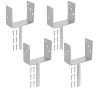 KOTARBAU® 4 uds Soporte para Poste - Pie de Pilar - Acero Galvanizado - 141 mm - Plata - Anclaje Madera - Base para Poste - de Madera - Resistente a la Corrosión - Fácil Montaje