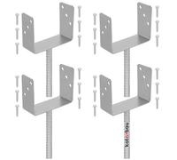 KOTARBAU® 4 uds Soporte para Poste - Pie de Pilar - Acero Galvanizado - 161 mm - Plata - Anclaje Madera - Base para Poste - de Madera - Resistente a la Corrosión - Fácil Montaje
