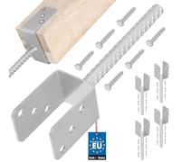 KOTARBAU® 4 uds Soporte para Poste - Pie de Pilar - Acero Galvanizado - 61 mm - Plata - Anclaje Madera - Base para Poste - de Madera - Resistente a la Corrosión - Fácil Montaje