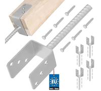 KOTARBAU® 4 uds Soporte para Poste - Pie de Pilar - Acero Galvanizado - 71 mm - Plata - Anclaje Madera - Base para Poste - de Madera - Resistente a la Corrosión - Fácil Montaje