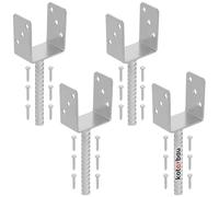 KOTARBAU® 4 uds Soporte para Poste - Pie de Pilar - Acero Galvanizado - 91 mm - Plata - Anclaje Madera - Base para Poste - de Madera - Resistente a la Corrosión - Fácil Montaje
