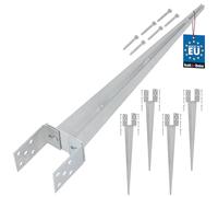 KOTARBAU® 4 uds. Soporte Poste Madera - 0-120 mm - Acero Galvanizado - 70 cm - Plata - Soporte para Poste Regulable - Anclaje para Enterrar - Pie de Pilar