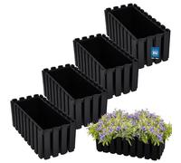 KOTARBAU® 4 Unidades Maceta - Jardineras Exterior - Plástico - 38 x 18 x 16 cm - Antracita - Jardinera Rectangular - Macetero - Maceta Exterior - Jardinera Balcón