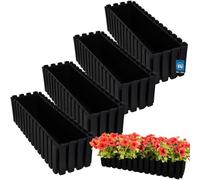 KOTARBAU® 4 Unidades Maceta - Jardineras Exterior - Plástico - 58 x 18 x 16 cm - Antracita - Jardinera Rectangular - Macetero - Maceta Exterior - Jardinera Balcón