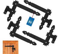 KOTARBAU® 4 x Bisagras angulares, Herraje para contraventanas, puertas y portones, Bisagras en L 400 x 50 mm, 4 Bisagras para contraventanas de madera, Bisagras decorativas, 4 x Gozne + Quicio,