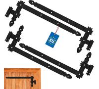 KOTARBAU® 4 x Bisagras angulares, Herraje para contraventanas, puertas y portones, Bisagras en L 800 x 50 mm, 4 Bisagras para contraventanas de madera, Bisagras decorativas, 4 x Gozne + Quicio,