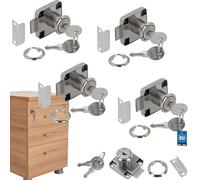 KOTARBAU® 4 x Cerraduras para Muebles, 40x40 mm, Cerradura de Armario con 2 Llaves, Cerradura de Leva, Cerradura de gabinete, buzón, taquillas, cajones, Cerradura de Seguridad con Cilindro, 4 uds