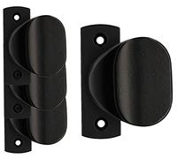 KOTARBAU® 4 x Pomo de Puerta, Pomo de Bola con Placa Rectangular, Tirador Redondo de Puerta, Recubierto de Polvo, Negro, Pomo Fijo, Agarre cómodo, 4 Unidades