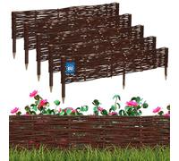 KOTARBAU® 5 uds Bordura Madera - Valla de Mimbre - 100 x 20 cm - Marrón - Valla Baja para Jardin - Bordura de Jardin - Exterior Decoración
