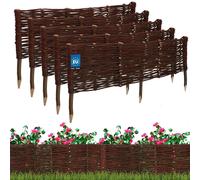 KOTARBAU® 5 uds Bordura Madera - Valla de Mimbre - 100 x 30 cm - Marrón - Valla Baja Para Jardin - Bordura de Jardin - Exterior Decoración