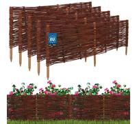 KOTARBAU® 5 uds Bordura Madera - Valla de Mimbre - 100 x 40 cm - Marrón - Valla Baja Para Jardin - Bordura de Jardin - Exterior Decoración