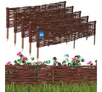 KOTARBAU® 5 uds Bordura Madera - Valla de Mimbre - 120 x 20 cm - Marrón - Valla Baja para Jardin - Bordura de Jardin - Exterior Decoración