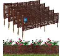KOTARBAU® 5 uds Bordura Madera - Valla de Mimbre - 120 x 30 cm - Marrón - Valla Baja Para Jardin - Bordura de Jardin - Exterior Decoración