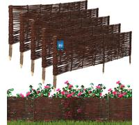 KOTARBAU® 5 uds Bordura Madera - Valla de Mimbre - 120 x 40 cm - Marrón - Valla Baja Para Jardin - Bordura de Jardin - Exterior Decoración