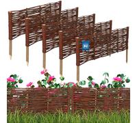 KOTARBAU® 5 uds Bordura Madera - Valla de Mimbre - 60 x 10 cm - Marrón - Valla Baja para Jardin - Bordura de Jardin - Exterior Decoración