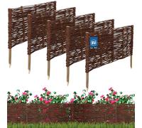 KOTARBAU® 5 uds Bordura Madera - Valla de Mimbre - 60 x 30 cm - Marrón - Valla Baja para Jardin - Bordura de Jardin - Exterior Decoración